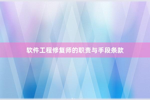 软件工程修复师的职责与手段条款